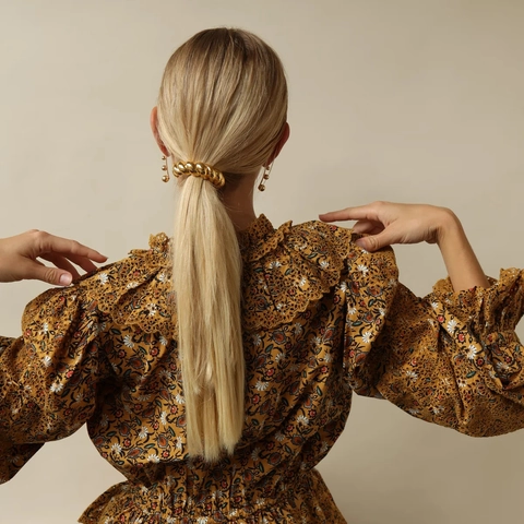 Goma de Pelo Minimalista de Acero Inoxidable Torsión Soporte para Coleta Metálico Dorado Plateado Accesorios para el Cabello