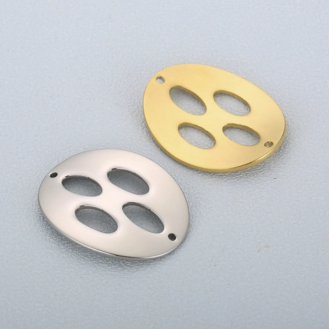 Dijes Colgantes De Rodaja De Raíz De Loto Ovalados De Acero Inoxidable Huecos Curvados Para Accesorios De Joyería DIY