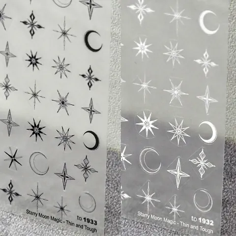 Pegatinas Para Uñas Estrella Luna Magia Fino Resistente Autoadhesivas Calcomanías Manicura Para Mujeres Decoración DIY Negro Blanco