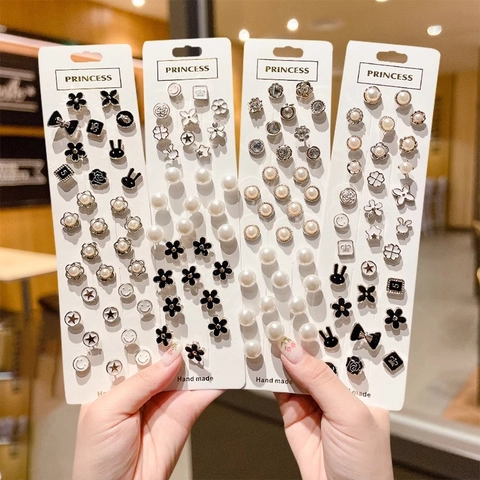 Elegant Faux Artificial Pearl Brooches Alloy Rhinestone Anti Exposure Safety Pins For Women Shirt Neckline Waist Adjustment Fashion