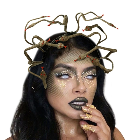 Medusa Schlangen Stirnband Kostüm Kopfschmuck Bronze Kunststoff Für Halloween Cosplay Party Maskerade Mythische Requisite