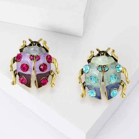 Marienkäfer Käfer Brosche Legierung Strass Emaille Bunt Insekt Nadel Mode Schmuck Zubehör Für Damen
