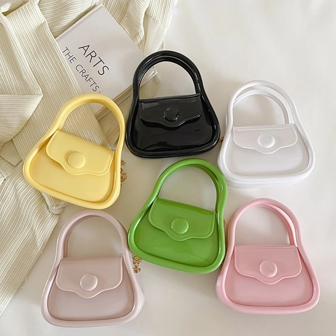Mini Borsa A Tracolla Jelly Borsa A Mano Per Donne Ragazze PVC Silicone Lucido Macaron Catena Dorata Manico Moda