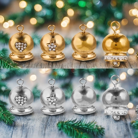 Breloques Cloches En Acier Inoxydable Strass Cœur Étoile Pendants Pour Création De Bijoux DIY Bracelet Collier