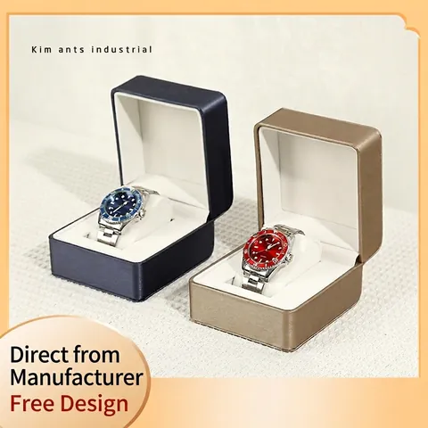 Business PU Leather Single Watch Display Case With Flannel Lining Protective Watch Storage Box Organizer For Gift Packaging