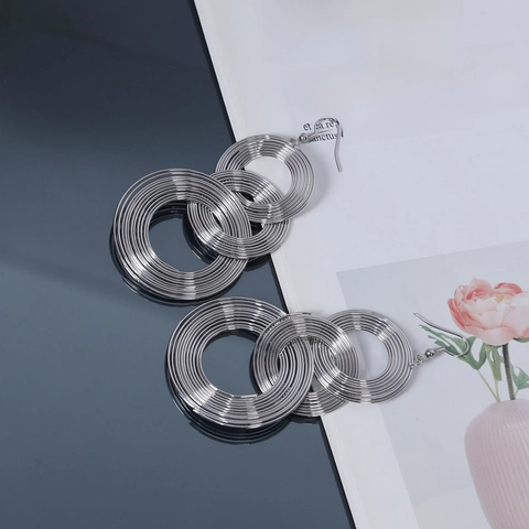Hängeohrringe Eisen Metall Mehrlagig Geometrischer Kreis Rund Statement Trendiger Stil Damen