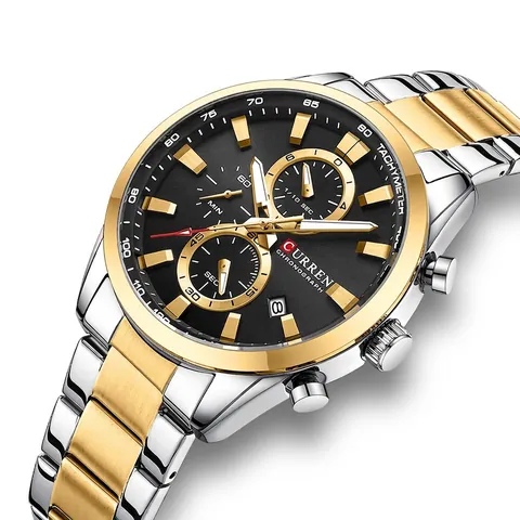 Reloj Cronógrafo Para Hombre Caja Aleación Correa Acero Inoxidable Fecha Impermeable Taquímetro Business Casual Lujo