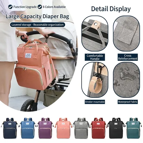 Zaino Fasciatoio Impermeabile Tessuto Oxford Lettino Portatile Pieghevole Multifunzionale Viaggio Organizzatore Cura Bambino Grande Capacità