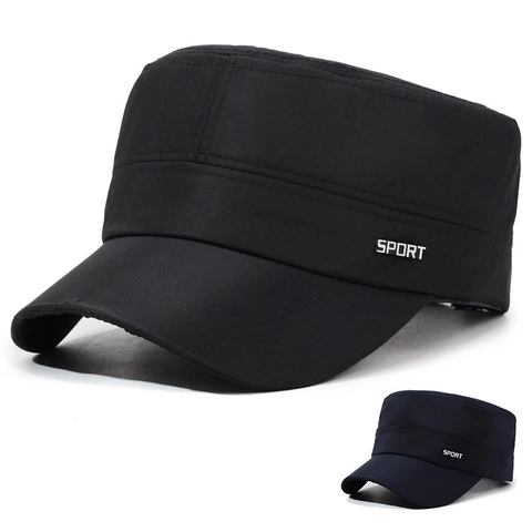 Berretto Cadet Uomo Cappello Piatto Cotone Poliestere Regolabile Fodera Rete Traspirante Protezione Solare Outdoor Sport
