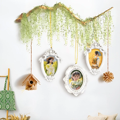 Mini Fotolijst Kerstboom Hangende Ornamenten Vintage Hars Barokstijl Europese Decoratie Voor Familiefoto's