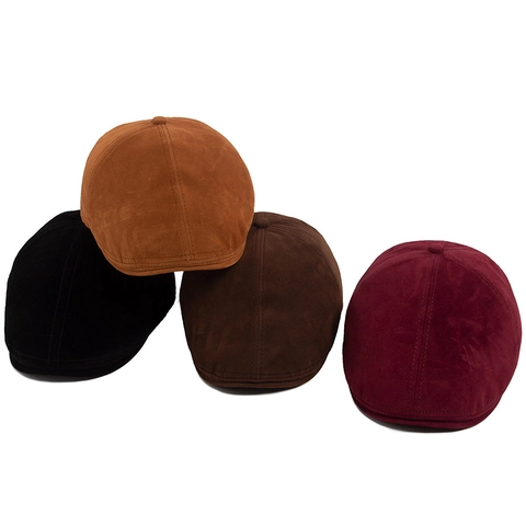 Coppola Cappello Newsboy Camoscio Sintetico Stile Britannico Retro Vintage Colore Solido Regolabile Artista