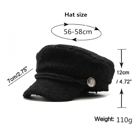 Cappello Newsboy Da Donna In Lana Di Agnello Caldo Pile Spesso Baker Boy Cappello Stile Britannico Vintage Autunno Inverno