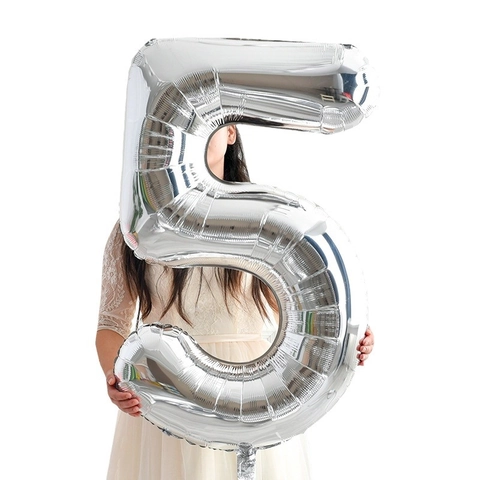 Large Silver Number Aluminum Foil Balloon Digital Mylar Balloons For Kids Adults Birthday Party Wedding Decor Photo Prop