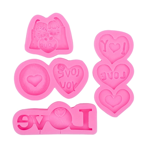 Siliconen Liefde Hart Letter Vorm Voor Fondant Chocolade DIY Valentijn Taart Decoratie Cartoon Paar Stijl