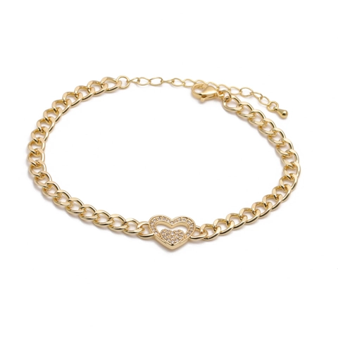 Heart Star Pendant Bracelet Copper Cubic Zirconia Adjustable Curb Chain Fashion Jewelry For Women Elegant Gift