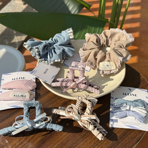 Korean Style Fabric Hair Accessories Striped Pleated Bow Knot Scrunchies Hair Claws Clips Star Elegant Sweet Women