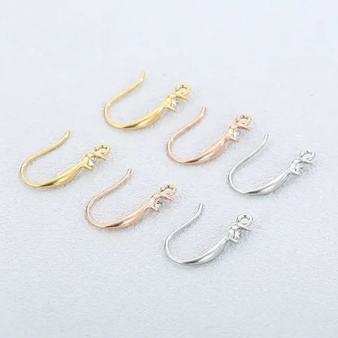 Stainless Steel Earring Hooks With Zircon Rhinestone DIY Jewelry Making Findings Fish Hook Components For Women