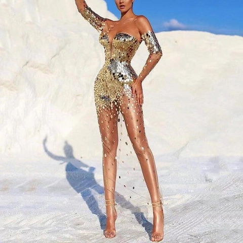 Sequin Mesh Evening Dress Off The Shoulder Sexy Perspective Long Gown Formal Party Elegant Women Luxe Maxi
