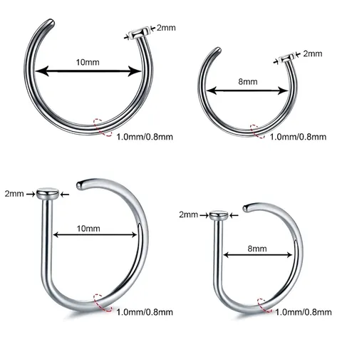 Nose Ring Lip Piercing Jewelry D-Shape C-Shape Metal Electroplated Punk Hip Hop Unisex Body Jewelry Accessory