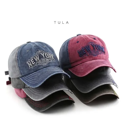 Gorra De Béisbol Vintage Algodón Lavado Bordado New York Retro Bloque De Color Ajustable Protección Solar Sombrero Para Hombre Mujer