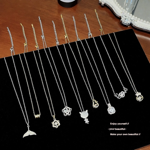 Heart Pendant Necklace Titanium Stainless Steel Zircon Inlaid Chic Clavicle Chain Light Luxury Jewelry For Women