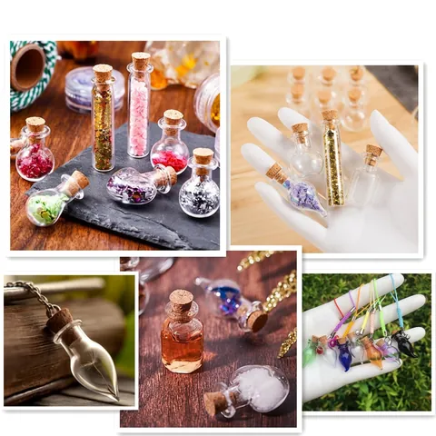 Mini Clear Glass Bottles With Cork Stoppers Multi Shapes Wishing Bottles For DIY Craft Jewelry Making Wedding Party Decor