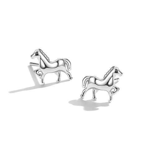 925 Sterling Silver Horse Stud Earrings For Women Minimalist Animal Pony Shape Electroplated Silver Earrings Fashion Jewelry Gift