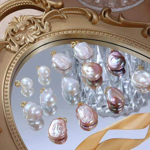 Natural Freshwater Pearl Baroque Pendant Only Without Chain 925 Sterling Silver Gold Plated Irregular Irregular Jewelry