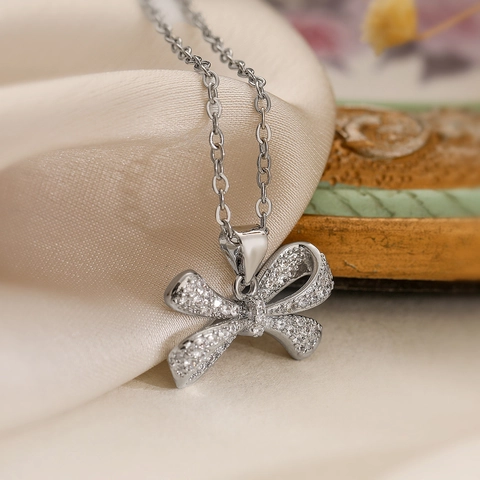 Strik Hanger Ketting Koper 18K Verguld Zirkoon Elegant Minimalistisch Sieraden Voor Dames