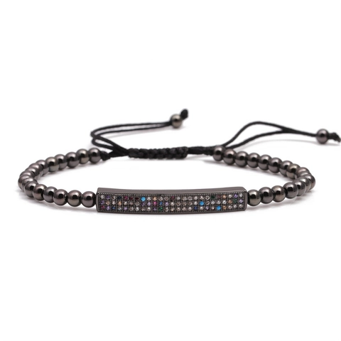 Pulsera De Cuentas Trenzada Hecha A Mano Cuentas De Cobre Micro Circonita Colorida Perla Artificial De Imitación Ajustable Unisex