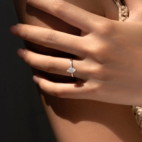 Marquise Moissanite Ring 925 Sterling Silver Elegant Solitaire Jewelry For Women Sparkling Classic Luxury