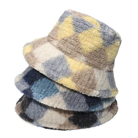 Cappello Alla Pescatora In Lana Di Agnello Sherpa Argyle Plaid Geometrico Caldo Inverno Esterno Stile Retrò Britannico Unisex