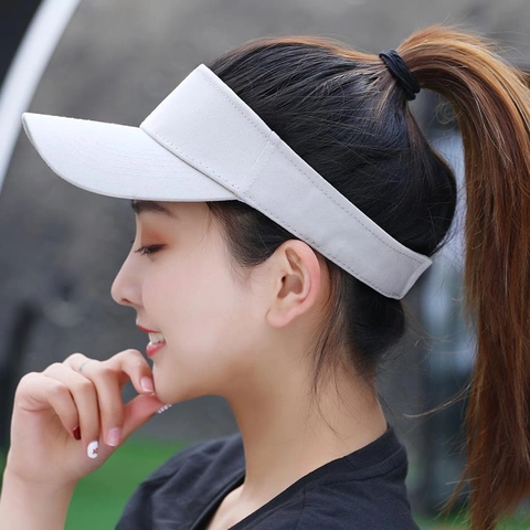 Unisex Cotton Sun Visor Hat Adjustable Wide Brim Empty Top Cap For Women Men Outdoor Sports Running Tennis Beach Sunscreen Hat
