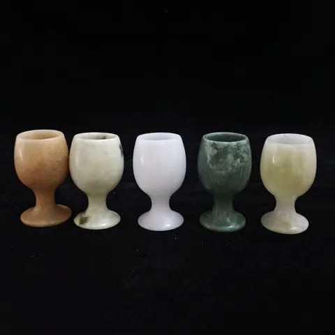 Natural Jade Stone Goblet Wine Glass Polished Handcrafted Decorative Cup Vintage Style Home Decor Gift