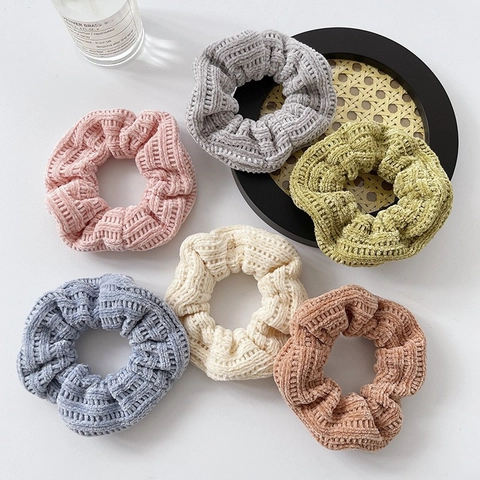 Knitted Scrunchies Woolen Hair Ties Soft Elastic Ribbed Fabric Ponytail Holders Korean Style Accessories For Women Girls