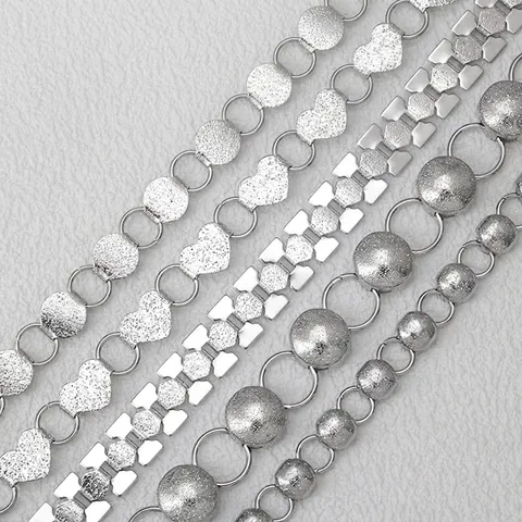 DIY Jewelry Making Chain Stainless Steel Frosted Matte Heart Bead Geometric Link For Necklace Bracelet Bag Craft