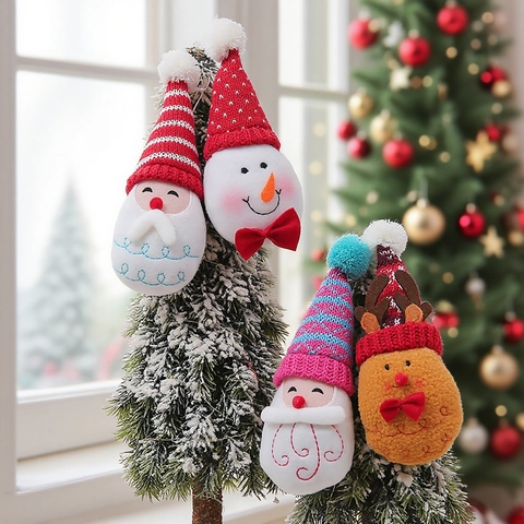 Decorazioni Natalizie Bambole In Maglia Da Appendere Babbo Natale Pupazzo Di Neve Renna Ciondoli Di Peluche