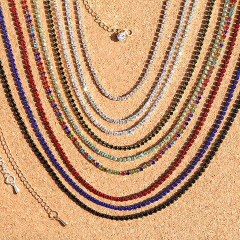 Dainty Rhinestone Tennis Necklace For Women Elegant Copper Claw Clavicle Chain Simple Adjustable Versatile Neck Jewelry