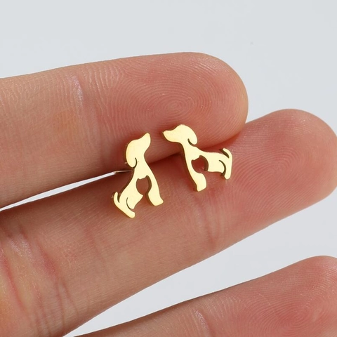 Dog Stud Earrings Stainless Steel Cute Dachshund Silhouette Minimalist Animal Jewelry For Women Girls Gift Accessories