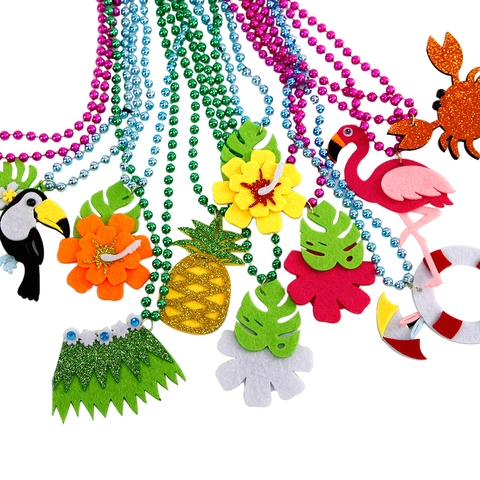 Luau Party Tropische Halskette Hawaiianische Flamingo Ananas Hibiskus Blume Perlenkette Anhänger Sommer Strand Dekorationen