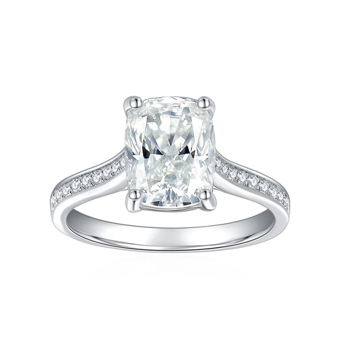 Anillo Moissanite Taglio Cushion Argento Sterling S925 Placcato Oro 18K Gioielli Di Fidanzamento Matrimonio Elegante Per Donne