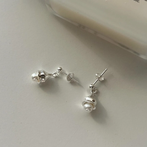 Bell Shape Imitation Artificial Pearl Drop Earrings With 925 Sterling Silver Earring Post Minimalist Elegant Style For Women
