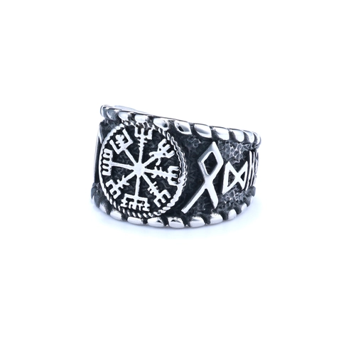 Anello Bussola Vichinga Mitologia Norrena Rune Acciaio Inossidabile Gioielli Punk Retro Da Uomo