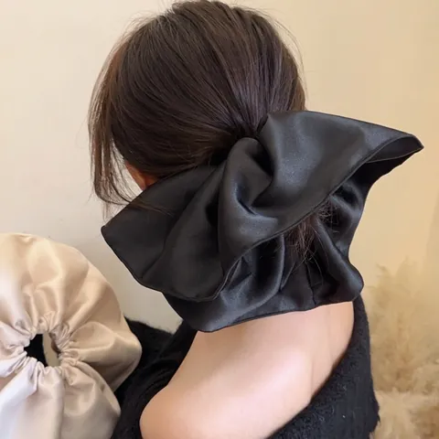 Coleteros De Satén Extragrandes Elásticos De Color Sólido Accesorios Para El Cabello Elegantes Sujetadores De Coleta Mujer