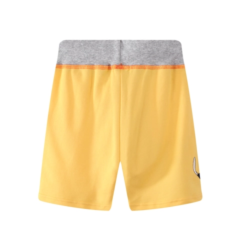 Pantaloncini Ragazzo Puro Cotone Maglia Estate Casual Ricamo Razza Manta Vita Elastica Coulisse Giallo Moda