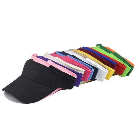 Women Summer Polyester Sun Visor Hat Empty Top Beach Sunshade Cap Outdoor Sport Tennis Golf Adjustable Solid Color Visor