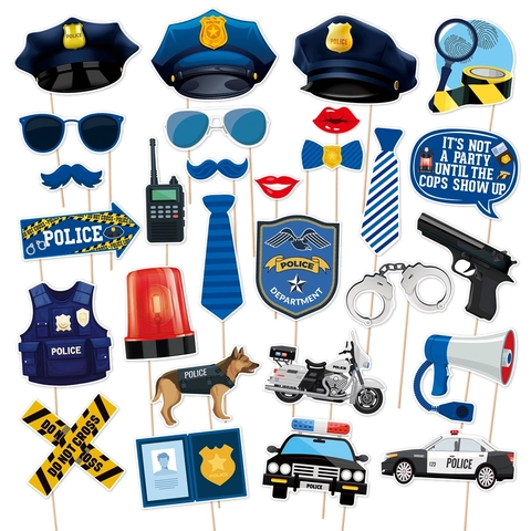Accessori Per Fotobox A Tema Polizia Cartone Portatili Per Decorazioni Di Feste Di Compleanno Laurea Divertenti Novità