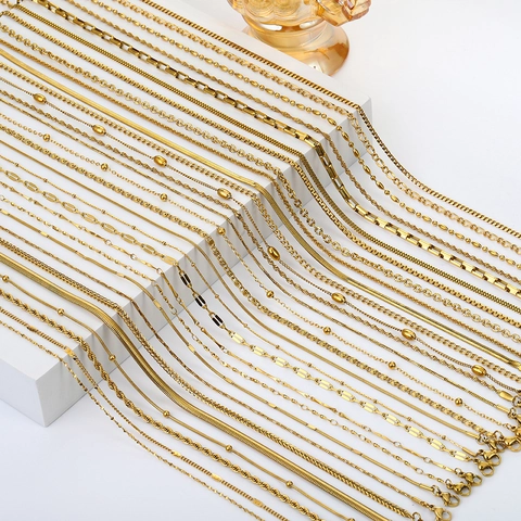 Collar de Cadena de Serpiente de Acero Inoxidable Chapado en Oro de 18K para Mujer Moda Minimalista Joyería de Regalo