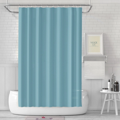 Thickened EVA Shower Curtain Waterproof Mildew Resistant Solid Color Bathroom Drape With Hanging Hooks For Modern Home Decor