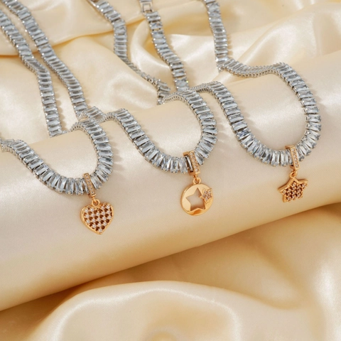 Collana Con Pendente In Stile Francese Rame E Zircone Geometrico Stella Cuore Girasole Catena Per Clavicola Retrò Per Donne